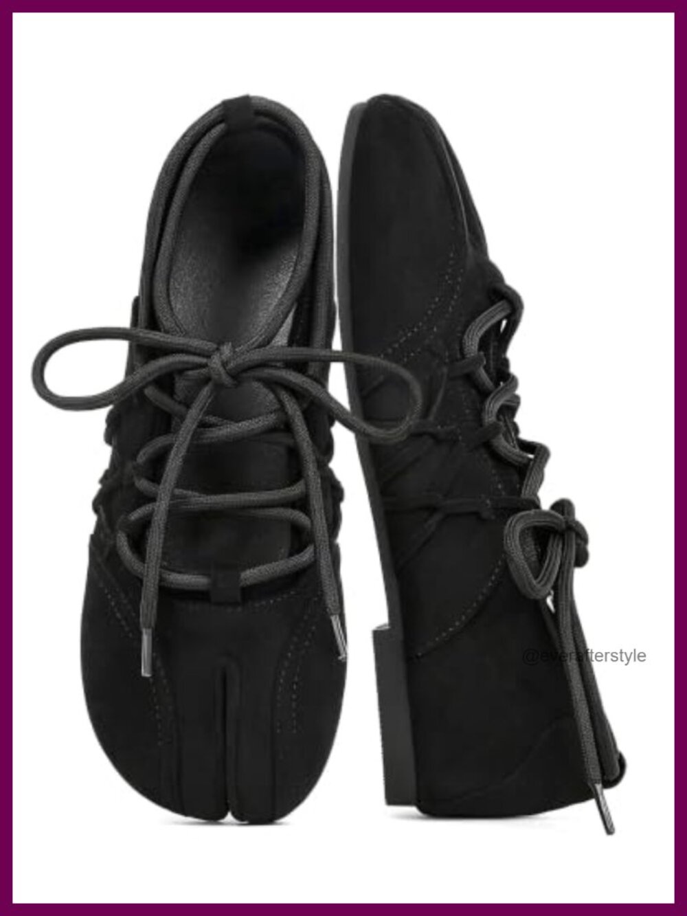 Lace Up Tabi Ballet Flats Faux Suede Split Toe Comfortable Ballerina Shoes